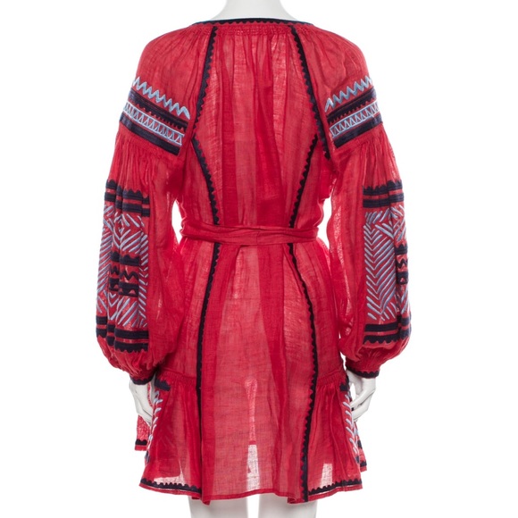 March 11 Namibia Red Linen Mini Dress Size L - Picture 12 of 17